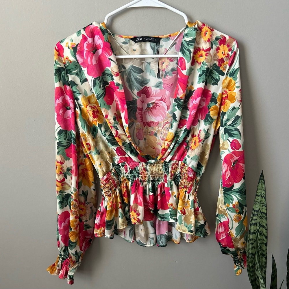 Zara Floral Multicolored Blouse